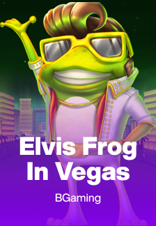 Playful and eye-catching image of the Elvis Frog in Vegas game, featuring the iconic Elvis-inspired frog character in a vibrant, neon-lit Vegas setting.